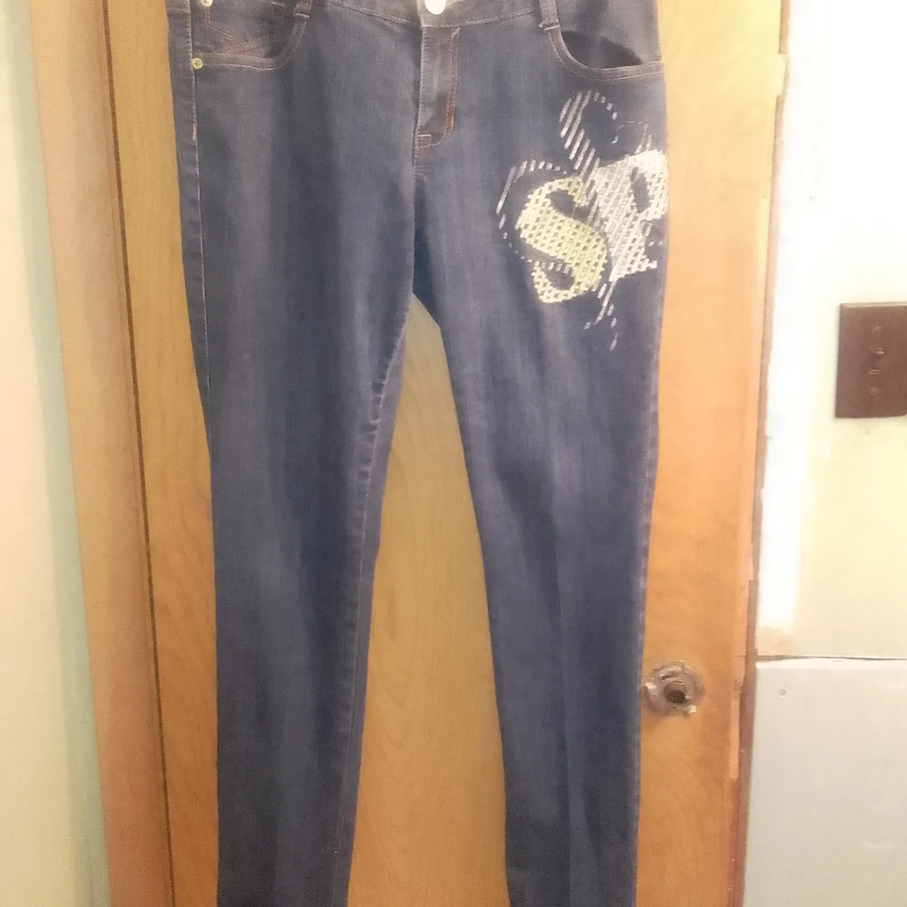South Pole Y2K  Blue Skinny Jeans with‎ Embellished Logo